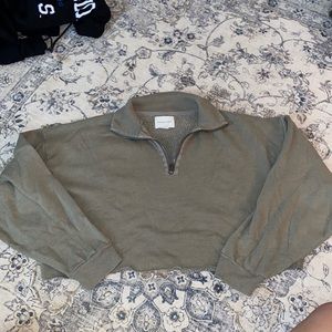 Olive Green Cropped Quarter Zip